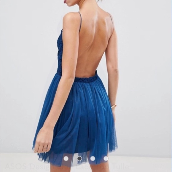 NWT ASOS Design Tulle Lace Top Backless Dress - Picture 8 of 12